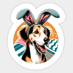 American Foxhound with Bunny Ears Celebrates Easter Sticker